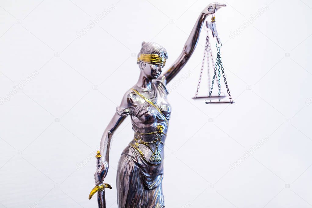 Statuette Of Justice Themis Ancient Greek Goddess Of Divine Law Justice Described As Lady Of
