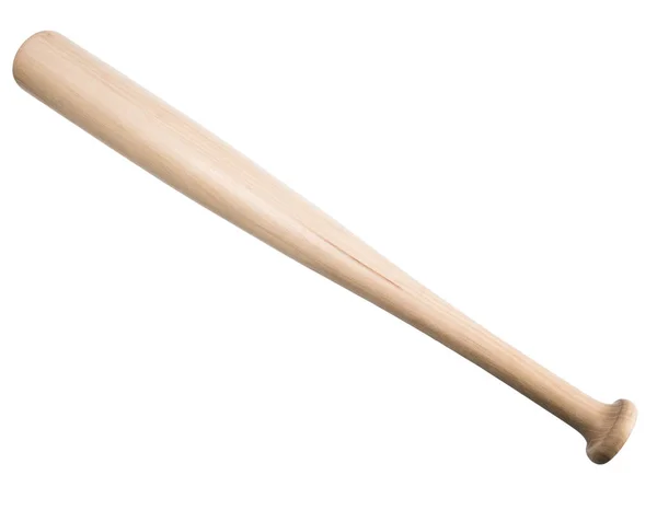 Φτελιά ξύλινο ρόπαλο του μπέιζμπολ απομονωθεί σε λευκό φόντο — Φωτογραφία Αρχείου