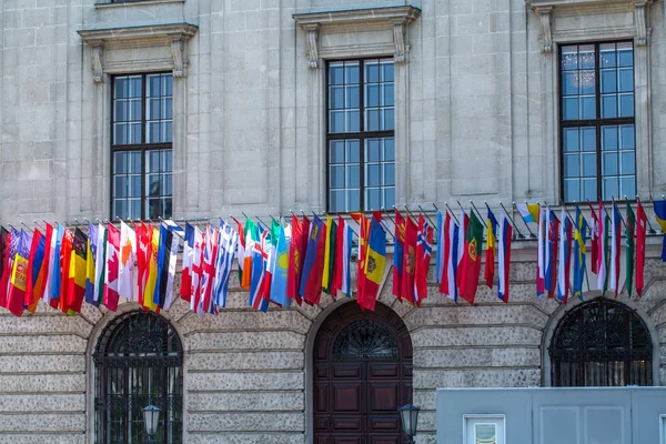 Flags of almost all countries of the northern hemisphere on the