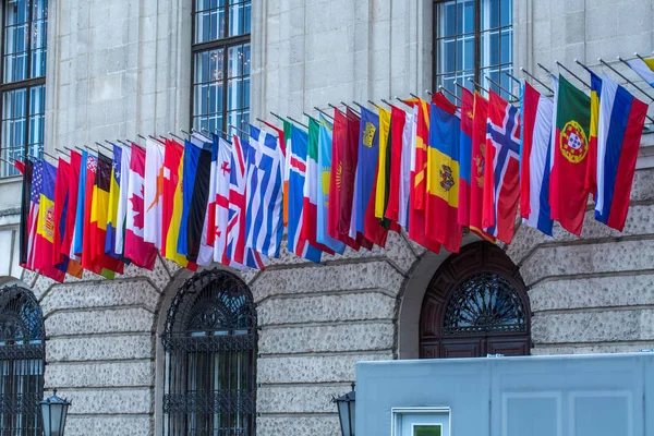 Flags of almost all countries of the northern hemisphere on the