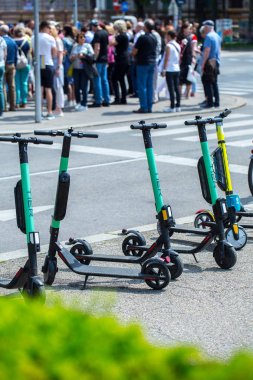 Viyana, Avusturya-Mayıs 26: modern şehir taşımacılığı-Kiralık elektrik 