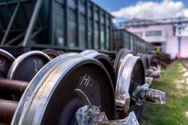 Novos Rodados Ferroviários São Armazenados Depósito Reparação Automóveis — Fotografia de Stock