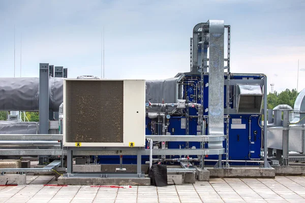 Infraestructura Externa Del Sistema Apoyo Microclimático Gran Emplazamiento Industrial Entradas — Foto de Stock