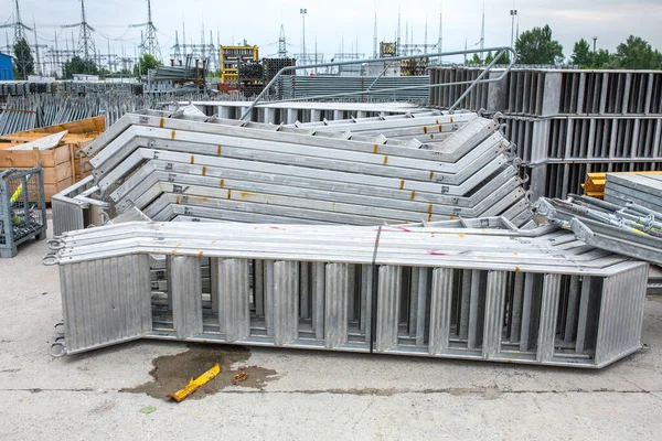 Armazenamento Céu Aberto Estruturas Aço Galvanizado Alumínio Escadas Sistemas Andaimes — Fotografia de Stock