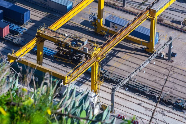 Barcelona Hiszpania Gru Port Barcelonie Terminal Kontenerowy Muelle Sur Przy — Zdjęcie stockowe