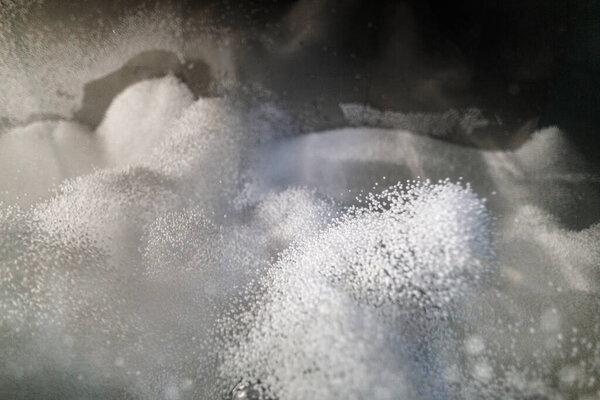 Industrial production of polystyrene foam insulation panels or plates. The process of conversion of pre-expanded polystyrene beads under the action of temperature in the heating chamber.