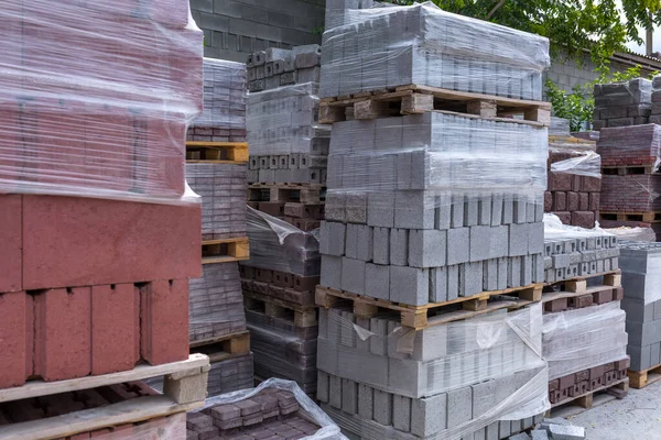 Industriell Produktion Byggcementpressade Material Högkvalitativa Ihåliga Betongblock Eller Cementtegel Och — Stockfoto