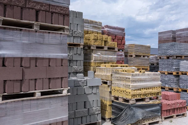 Producción Industrial Materiales Prensados Cemento Construcción Bloque Hormigón Hueco Alta — Foto de Stock