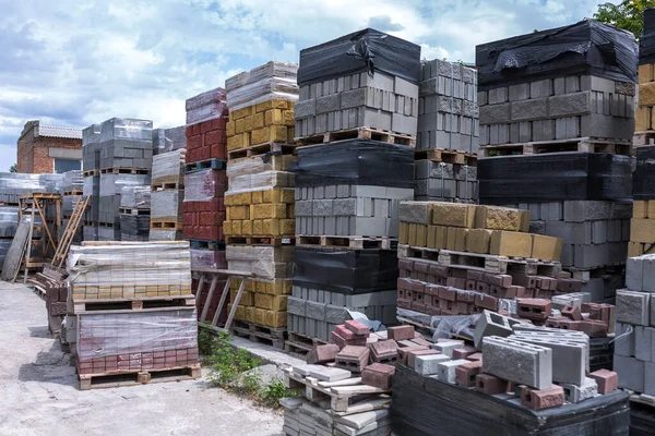 Produção Industrial Cimento Construção Materiais Prensados Bloco Concreto Oco Alta — Fotografia de Stock