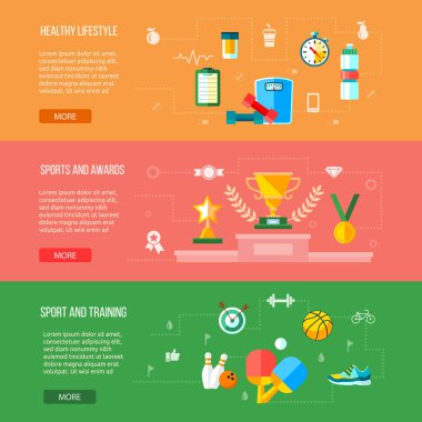 Spor afiş kümesi. Sağlıklı yaşam konsepti.