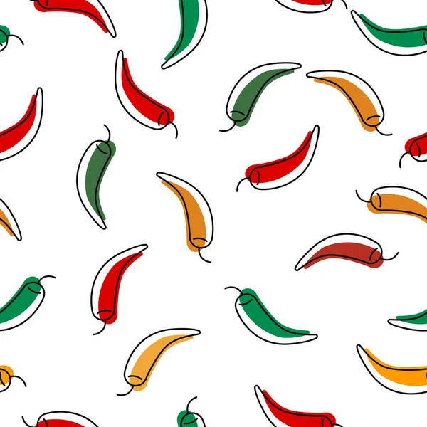 Patrón Sin Costuras Con Chiles Incluye Pimientos Vectoriales Con Sombra — Vector de stock