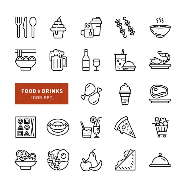 Simple Set of Food and Drinks Related Vector Line Icons. Contains