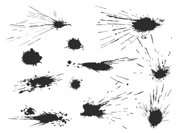 Вектор Чорно Білий Чорнило Бризки Пляма Штрих Пензля Пляма Спрей — стоковий вектор