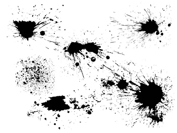 Вектор Чорно Білий Чорнило Бризки Пляма Штрих Пензля Пляма Спрей — стоковий вектор