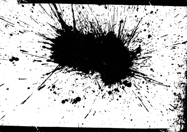具有喷墨 污迹和笔刷 溅射物 飞溅物 滴落物 滴落物 墨斑纹理元素的矢量黑白背景 用于设计 — 图库矢量图片