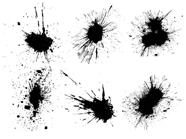 Wektor czarno-biały tusz splash, plamy i pociągnięcia pędzla, spot, spray, smuga, plamy, plamy, kapanie, kropla, atrament blob Grunge teksturowane elementy do projektowania, tło. — Wektor stockowy