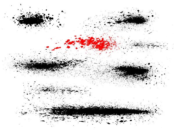 검정과 스플래시 얼룩과 브러시 스트로크 스프레이 물방울 디자인을 텍스처 — 스톡 벡터