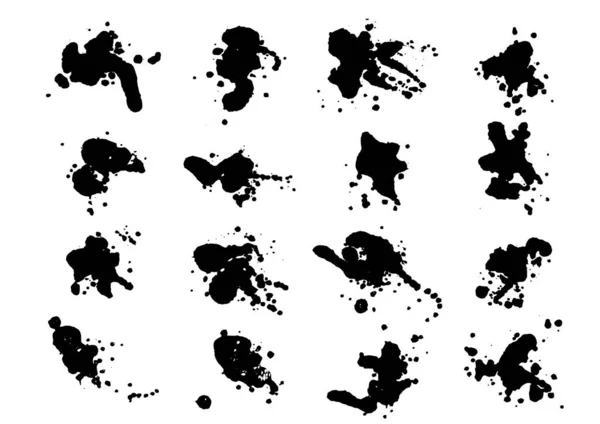 Vector Salpicaduras Tinta Blanco Negro Manchas Pinceladas Manchas Aerosoles Manchas — Vector de stock