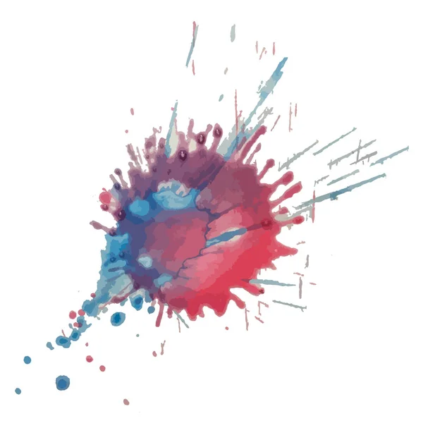 Vector Red Blue Watercolor Splash Blot Grunge Textured Element Design — стоковый вектор