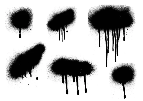 Vector Black White Ink Splash Blot Brush Stroke Grunge Textured — Stock Vector
