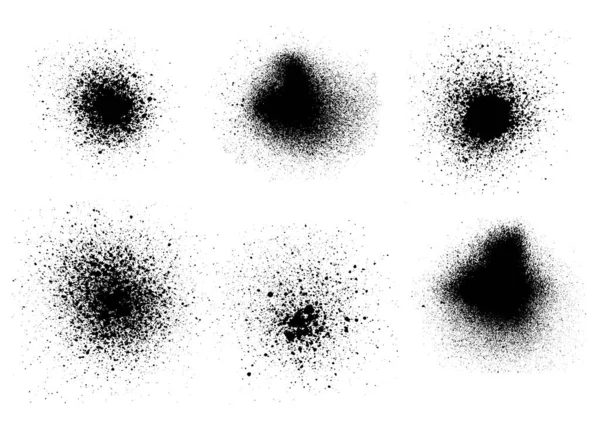 Mürekkep Sıçraması Lekeler Fırça Darbesi Ile Siyah Beyaz Vektör Kümesi — Stok Vektör