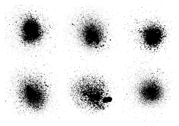 Mürekkep Sıçraması Lekeler Fırça Darbesi Ile Siyah Beyaz Vektör Kümesi Stok Vektör
