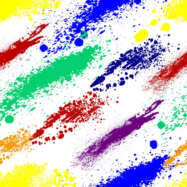 Vector Colorful Seamless Pattern Ink Splash Blot Brush Stroke Spot — Stock Vector