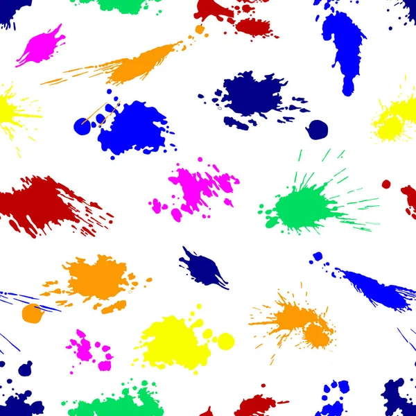 Vector Colorful Seamless Pattern Ink Splash Blot Brush Stroke Spot — Stock Vector