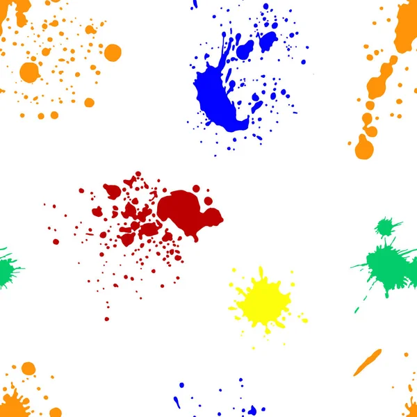 Vector Colorful Seamless Pattern Ink Splash Blot Brush Stroke Spot — Stock Vector
