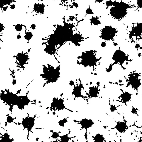 Векторный Черно Белый Бесшовный Рисунок Чернилами Всплеск Пятно Пятна Пятна Лицензионные Стоковые Векторы