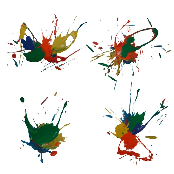 Conjunto Colores Vectoriales Con Salpicaduras Tinta Manchas Pinceladas Colores Arcoíris Vector De Stock