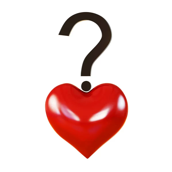 Red heart with question mark — Stock Photo, Image