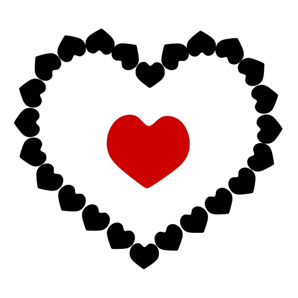 Κόκκινη καρδιά ντεγκραντέ πλαισιωμένο μαύρες καρδιές — Φωτογραφία Αρχείου