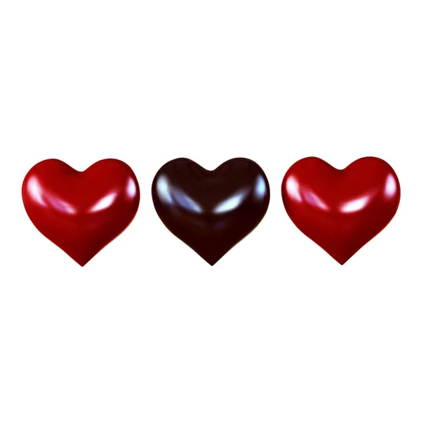 Τρεις καρδιές που είναι μαύρη στη μέση — Φωτογραφία Αρχείου