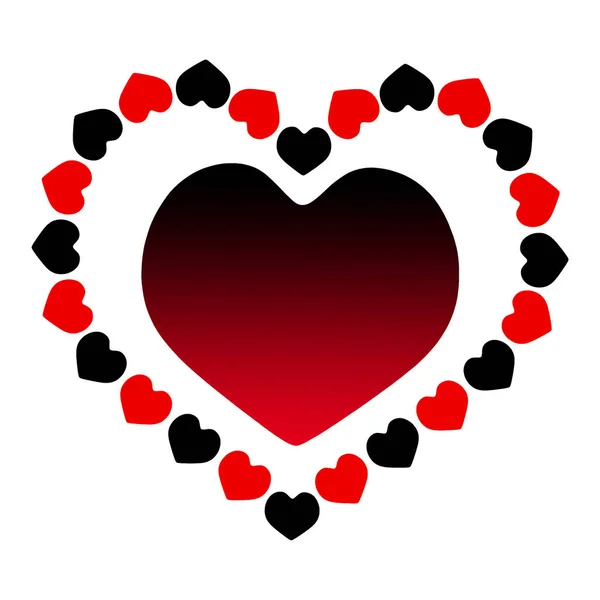 Red Heart Gradient Framed Black Hearts Rendering — Stock Photo, Image