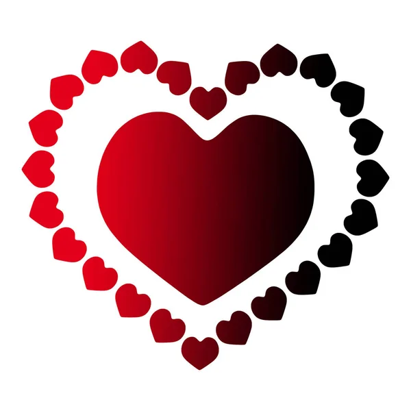 Red heart gradient framed black hearts — Stock Photo, Image
