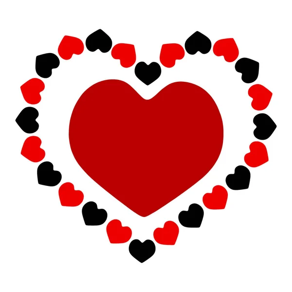 Red heart framed black hearts — Stock Photo, Image