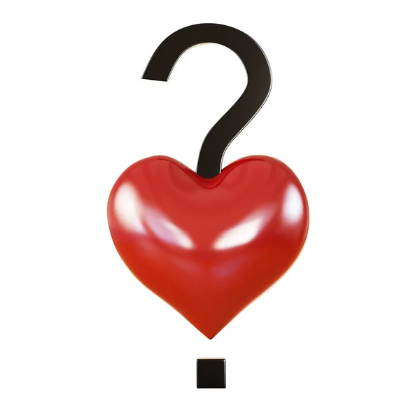 Red Heart Question Mark Rendering — Stock Photo, Image