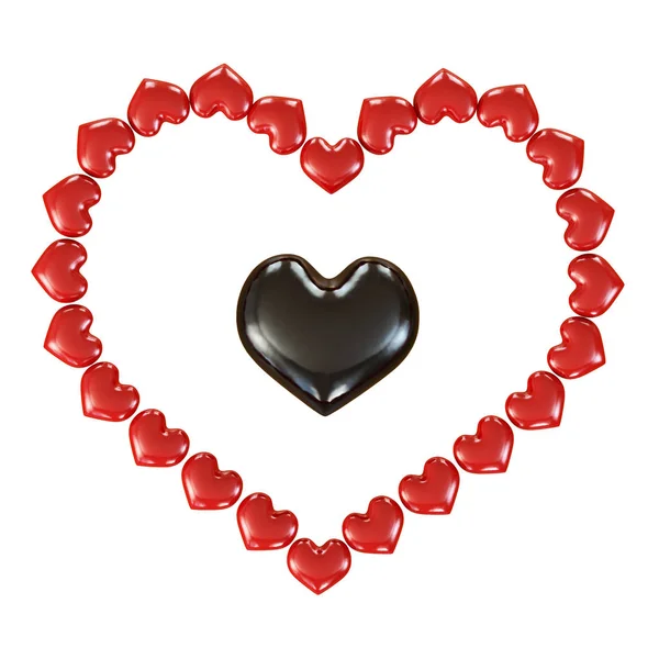 Black Heart Framed Heart Rendering — Stock Photo, Image
