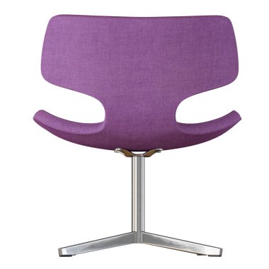 Arka koltuğu mor bez bir demir kök üzerinde bir şeffaf arka plan 3d render ile