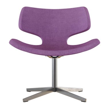 Bir demir kök sandalye mor bezle ön görünümü üzerinde bir şeffaf arka plan 3d render