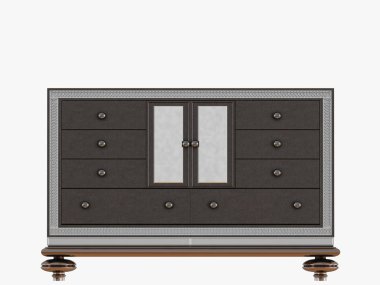 Çekmeceli beyaz bir arka planda 3d render