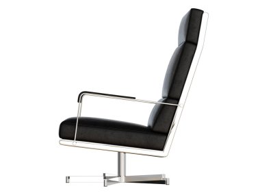 Siyah beyaz bir arka planda 3d render yüksek arkalık ile ofis koltuğu