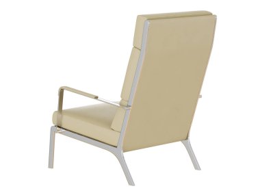 Bej deri koltuk üzerinde bir beyaz arka plan 3d render yüksek arkalık ile