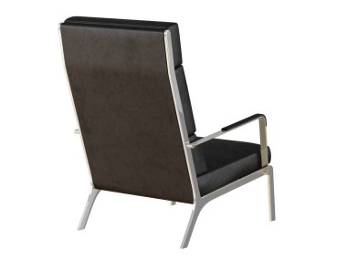 Siyah deri koltuk üzerinde bir beyaz arka plan 3d render yüksek arkalık ile