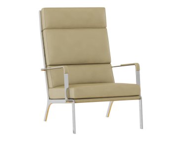 Bej deri koltuk üzerinde bir beyaz arka plan 3d render yüksek arkalık ile