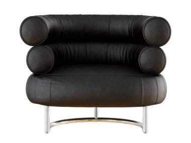 Yumuşak siyah deri sandalye sırt üzerinden silindir 3d render ile