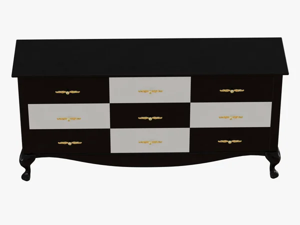 Chest Drawers Black White Rendering — Stock Photo, Image