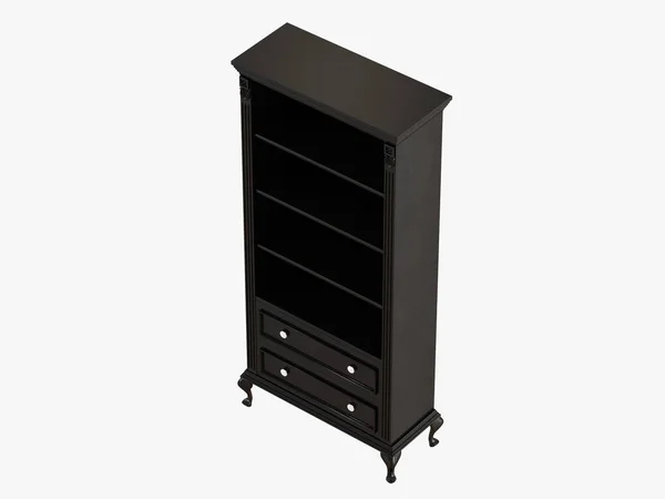 Black bookcase 3d rendering on a white background