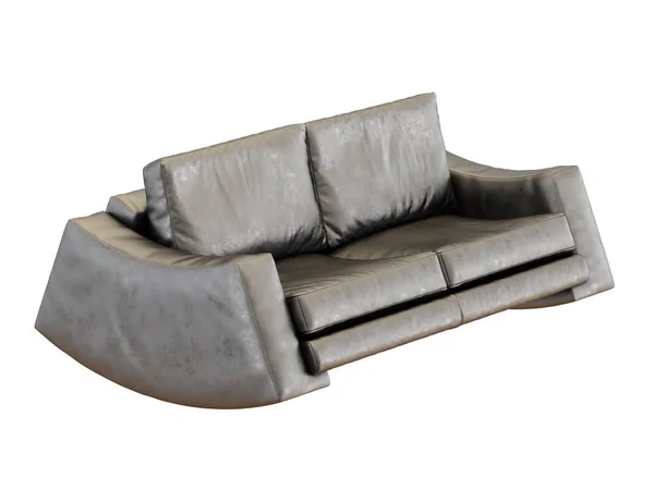 Sofa Schaukelt Das Braun Des Leders Auf Weißem Hintergrund — Stockfoto